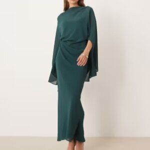 NWT - ASOS DESIGN kimono sleeve cape detail draped midaxi dress with open back